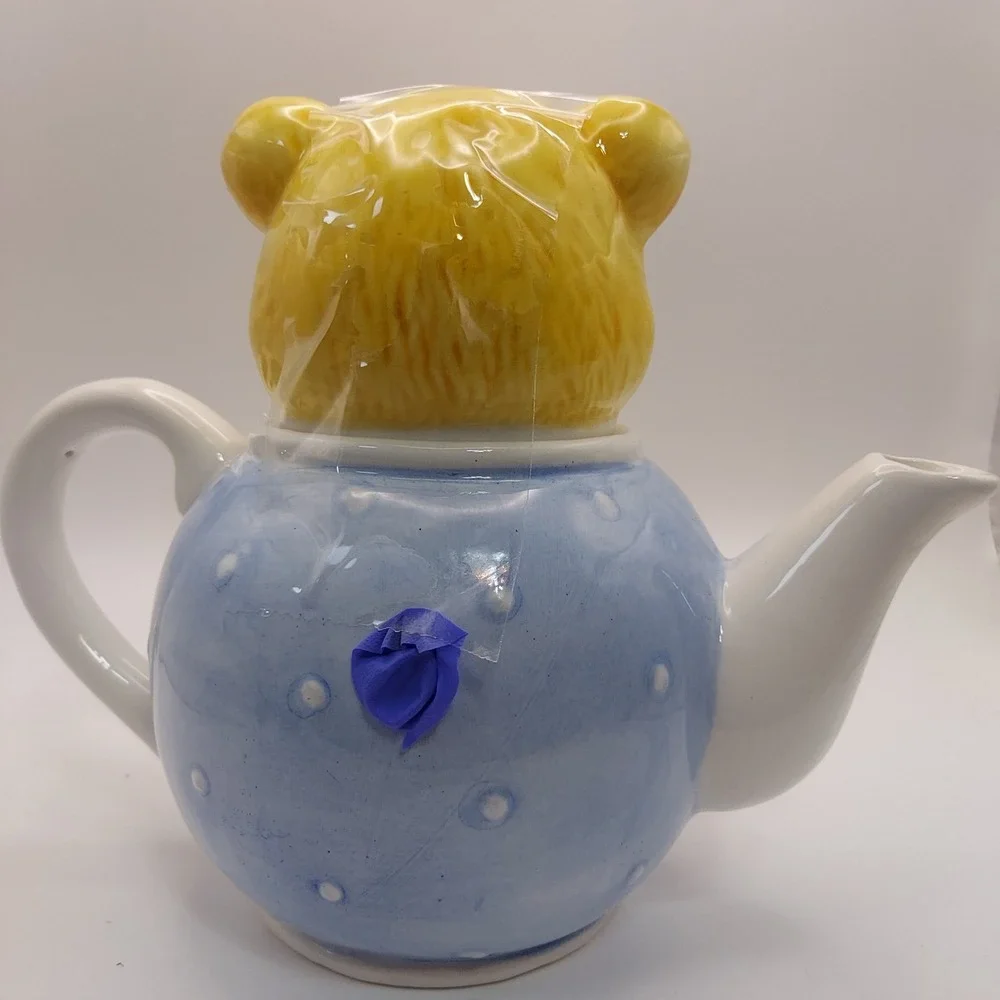 Giftco‎ Bear Teapot Blue Novelty Ceramic Collectible Kitchen Decor Cute